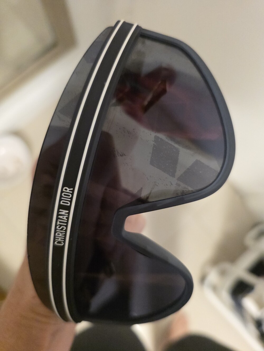 Dior Black Shield Sunglasses with White Trim